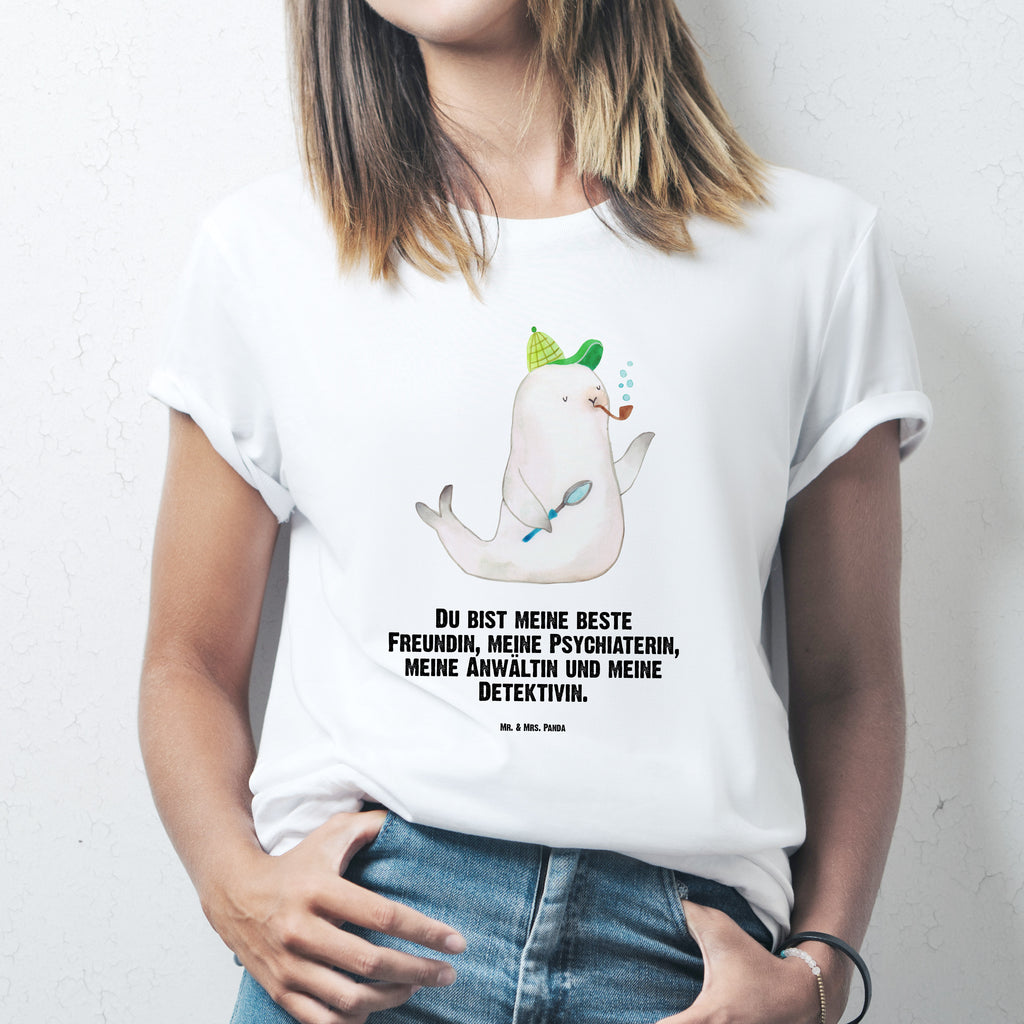 Größe L T-Shirt Robbe Sherlock T-Shirt, Shirt, Tshirt, Lustiges T-Shirt, T-Shirt mit Spruch, Party, Junggesellenabschied, Jubiläum, Geburstag, Herrn, Damen, Männer, Frauen, Schlafshirt, Nachthemd, Sprüche, Tiermotive, Gute Laune, lustige Sprüche, Tiere