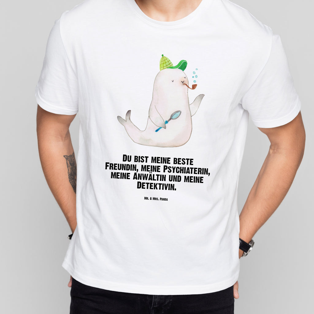 Größe L T-Shirt Robbe Sherlock T-Shirt, Shirt, Tshirt, Lustiges T-Shirt, T-Shirt mit Spruch, Party, Junggesellenabschied, Jubiläum, Geburstag, Herrn, Damen, Männer, Frauen, Schlafshirt, Nachthemd, Sprüche, Tiermotive, Gute Laune, lustige Sprüche, Tiere