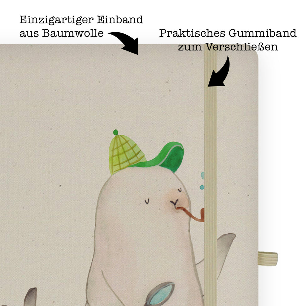 DIN A6 Baumwoll Notizbuch Robbe Sherlock Notizen, Eintragebuch, Tagebuch, Notizblock, Adressbuch, Journal, Kladde, Skizzenbuch, Notizheft, Schreibbuch, Schreibheft, Tiermotive, Gute Laune, lustige Sprüche, Tiere