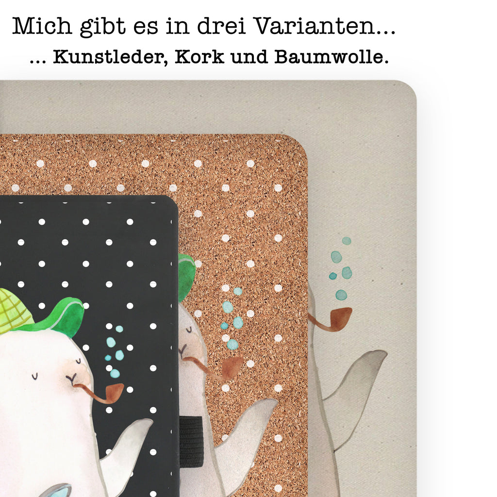 DIN A6 Baumwoll Notizbuch Robbe Sherlock Notizen, Eintragebuch, Tagebuch, Notizblock, Adressbuch, Journal, Kladde, Skizzenbuch, Notizheft, Schreibbuch, Schreibheft, Tiermotive, Gute Laune, lustige Sprüche, Tiere