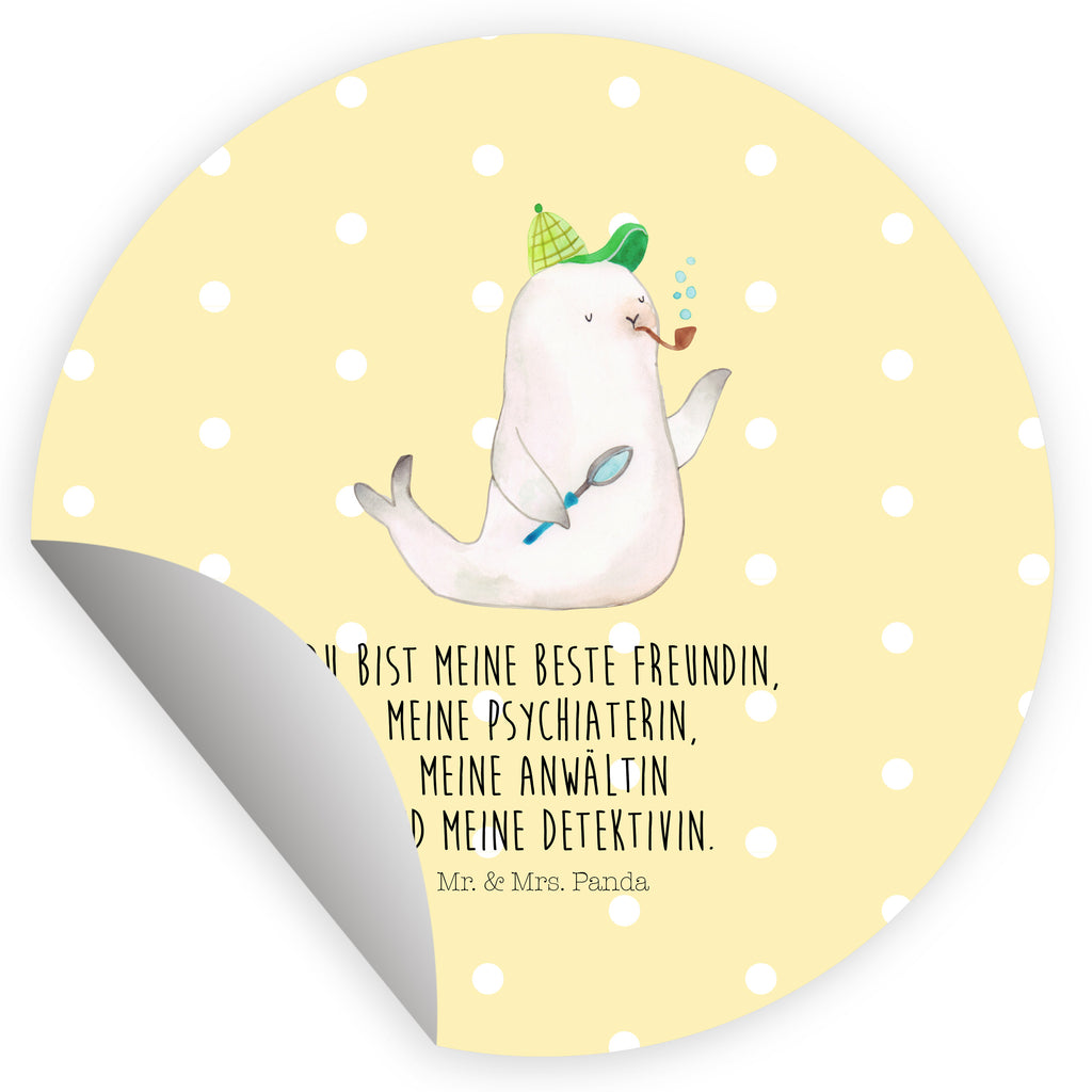 80mm Rund Aufkleber Robbe Sherlock Sticker, Aufkleber, Etikett, Tiermotive, Gute Laune, lustige Sprüche, Tiere