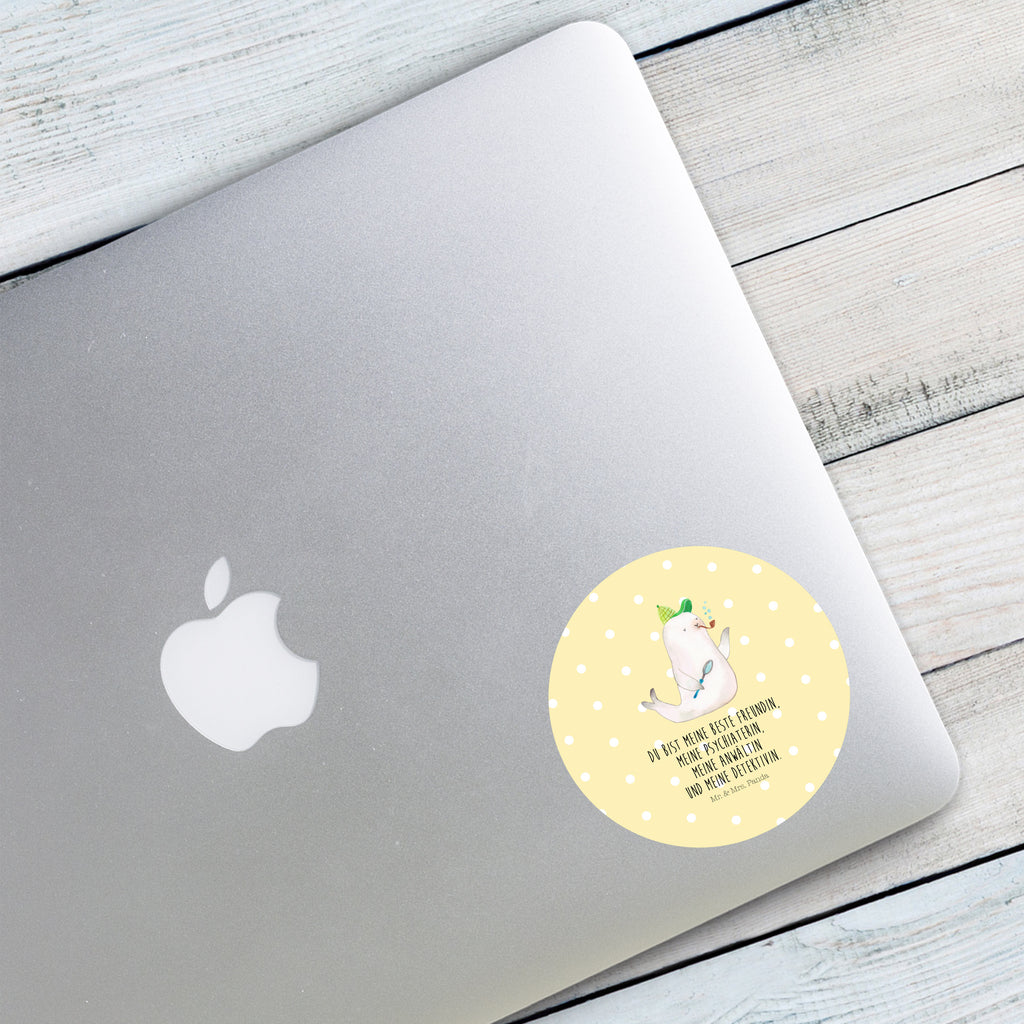 80mm Rund Aufkleber Robbe Sherlock Sticker, Aufkleber, Etikett, Tiermotive, Gute Laune, lustige Sprüche, Tiere