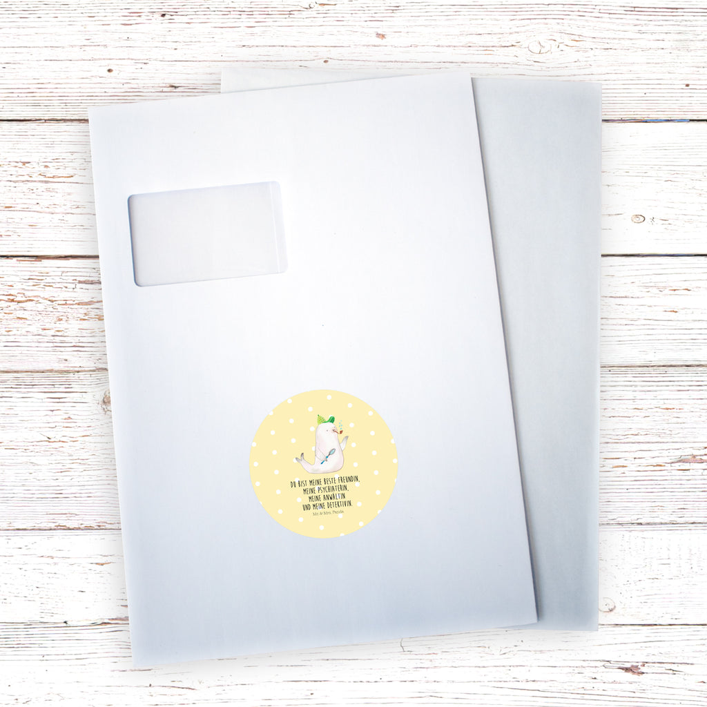 80mm Rund Aufkleber Robbe Sherlock Sticker, Aufkleber, Etikett, Tiermotive, Gute Laune, lustige Sprüche, Tiere