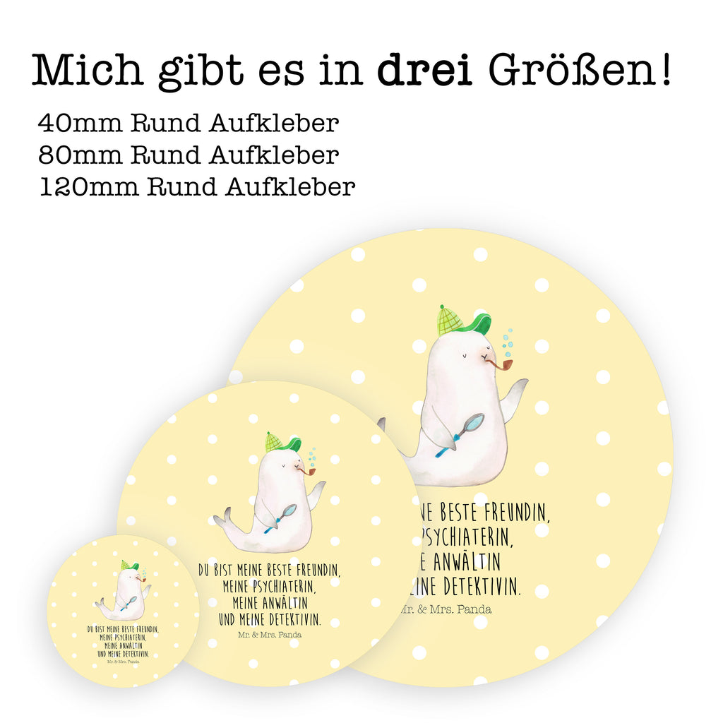 80mm Rund Aufkleber Robbe Sherlock Sticker, Aufkleber, Etikett, Tiermotive, Gute Laune, lustige Sprüche, Tiere