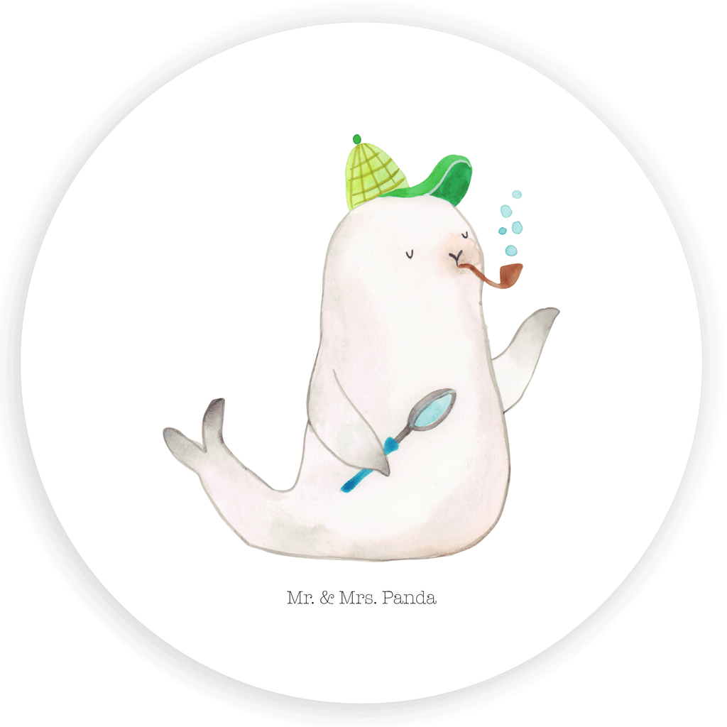 80mm Rund Aufkleber Robbe Sherlock Sticker, Aufkleber, Etikett, Tiermotive, Gute Laune, lustige Sprüche, Tiere