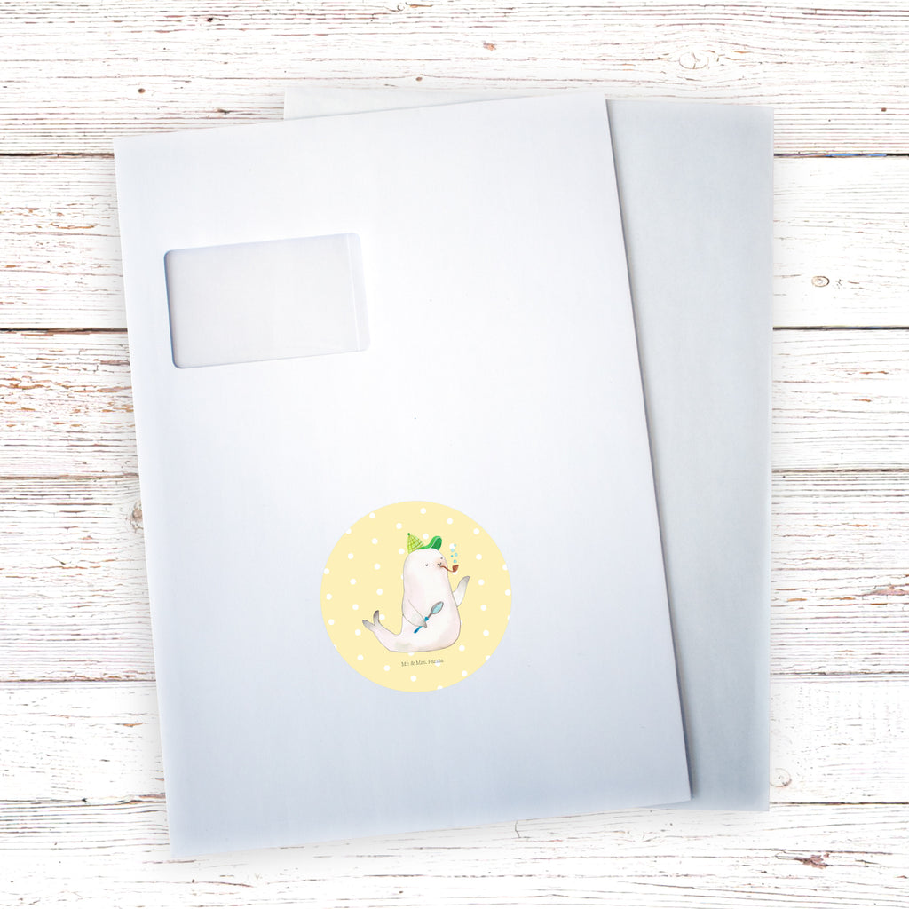 80mm Rund Aufkleber Robbe Sherlock Sticker, Aufkleber, Etikett, Tiermotive, Gute Laune, lustige Sprüche, Tiere