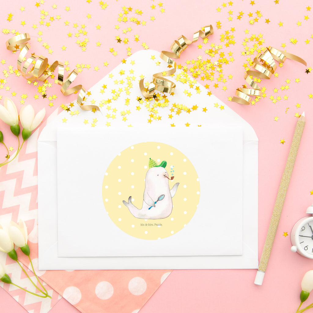 80mm Rund Aufkleber Robbe Sherlock Sticker, Aufkleber, Etikett, Tiermotive, Gute Laune, lustige Sprüche, Tiere