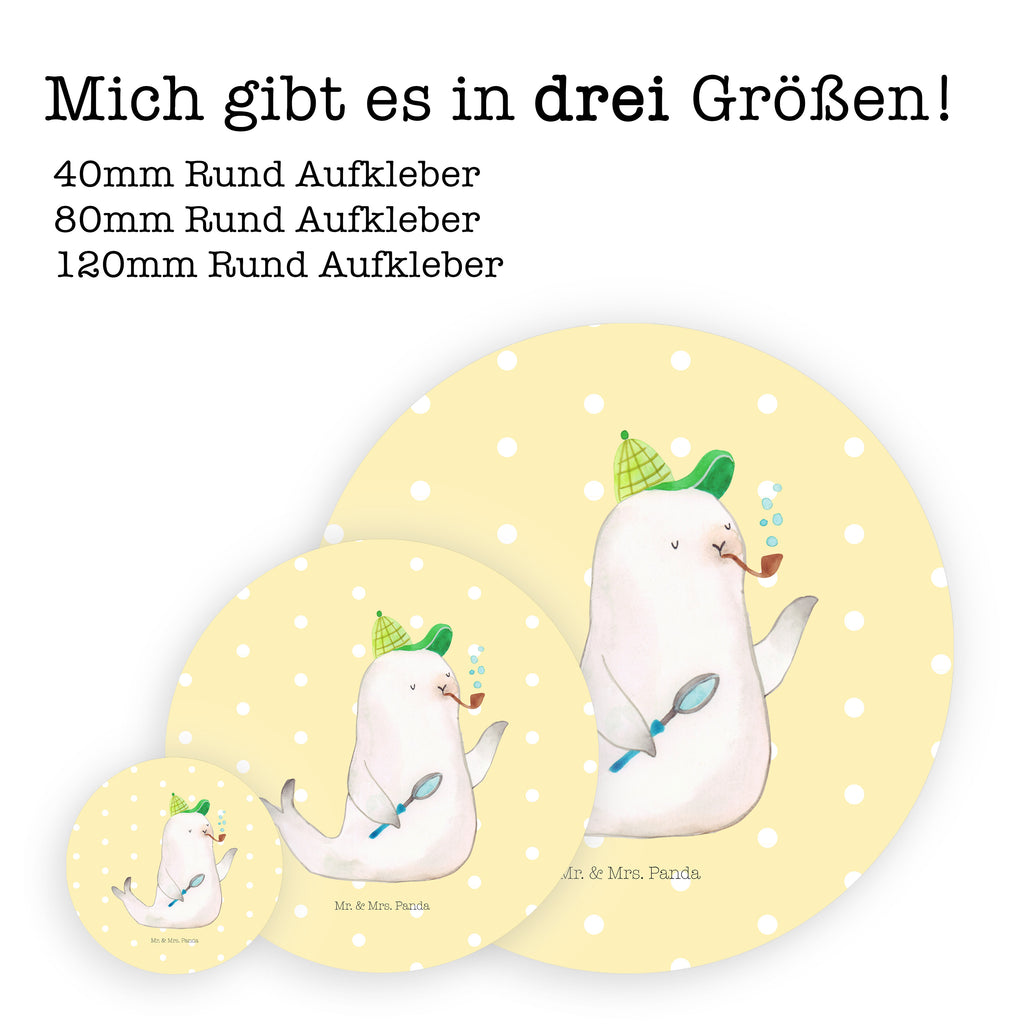 80mm Rund Aufkleber Robbe Sherlock Sticker, Aufkleber, Etikett, Tiermotive, Gute Laune, lustige Sprüche, Tiere