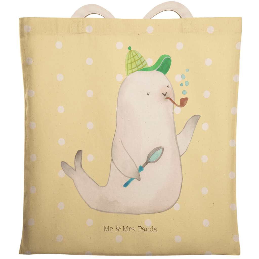 Einkaufstasche Robbe Sherlock Tragetasche, Tasche, Beutel, Stofftasche, Baumwolltasche, Umhängetasche, Shopper, Tiermotive, Gute Laune, lustige Sprüche, Tiere