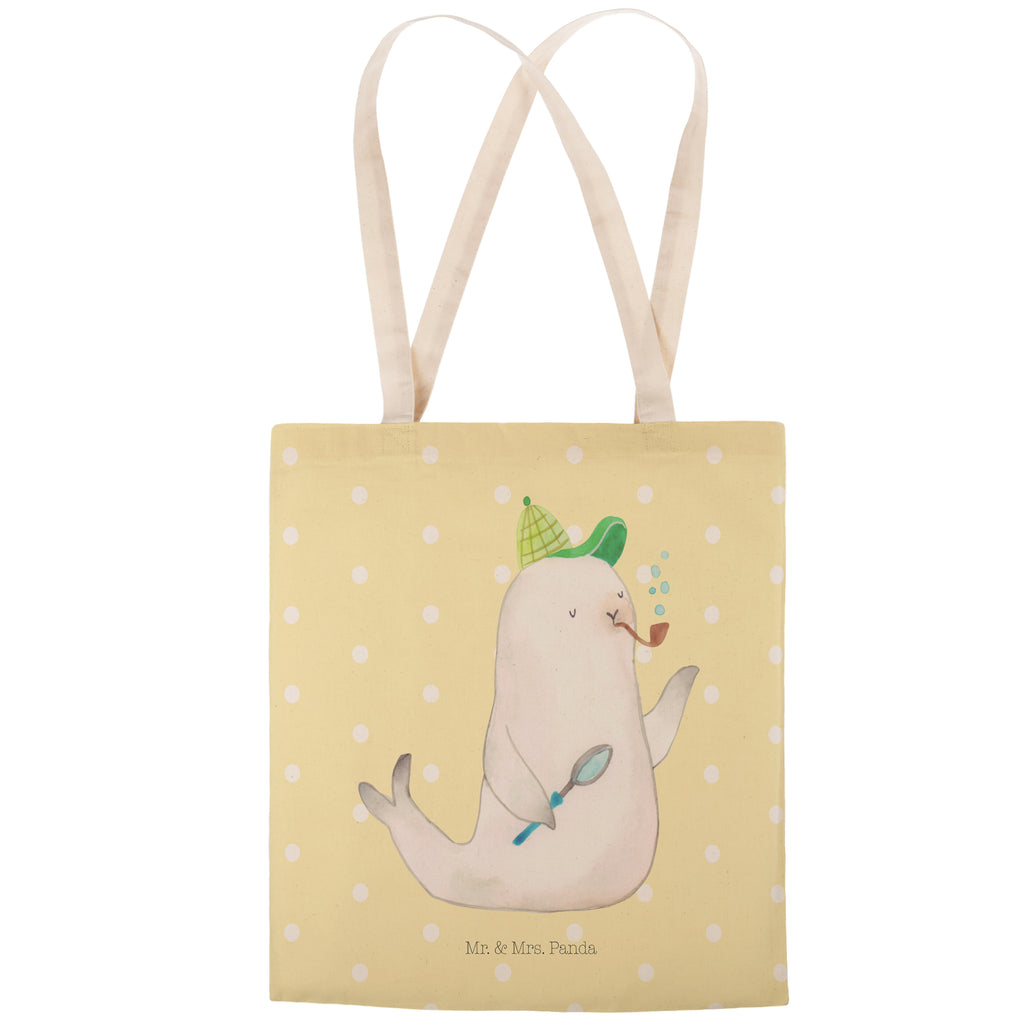 Einkaufstasche Robbe Sherlock Tragetasche, Tasche, Beutel, Stofftasche, Baumwolltasche, Umhängetasche, Shopper, Tiermotive, Gute Laune, lustige Sprüche, Tiere