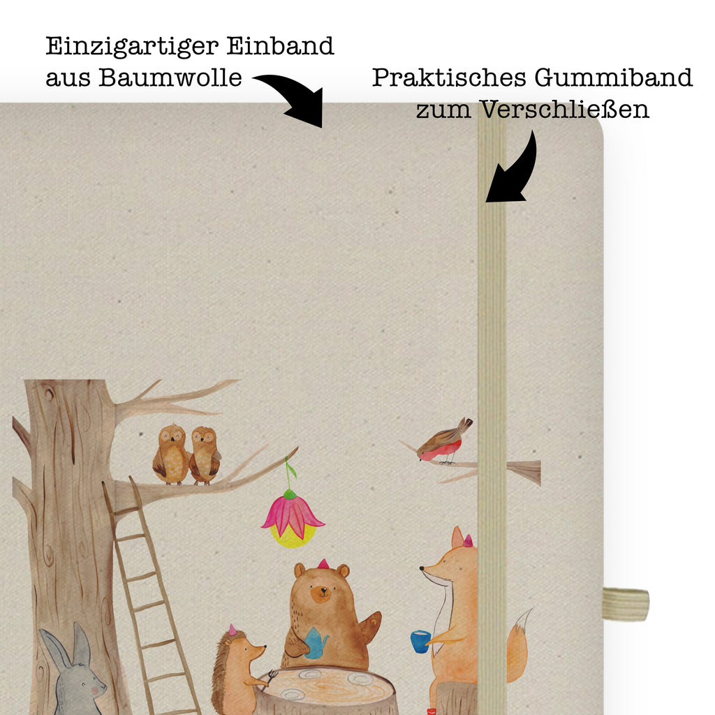 DIN A5 Baumwoll Notizbuch Waldtiere Picknick Notizen, Eintragebuch, Tagebuch, Notizblock, Adressbuch, Journal, Kladde, Skizzenbuch, Notizheft, Schreibbuch, Schreibheft, Tiermotive, Gute Laune, lustige Sprüche, Tiere, Waldtiere, Picknick, Wald, Fuchs, Hase, Igel, Maus, Eichhörnchen