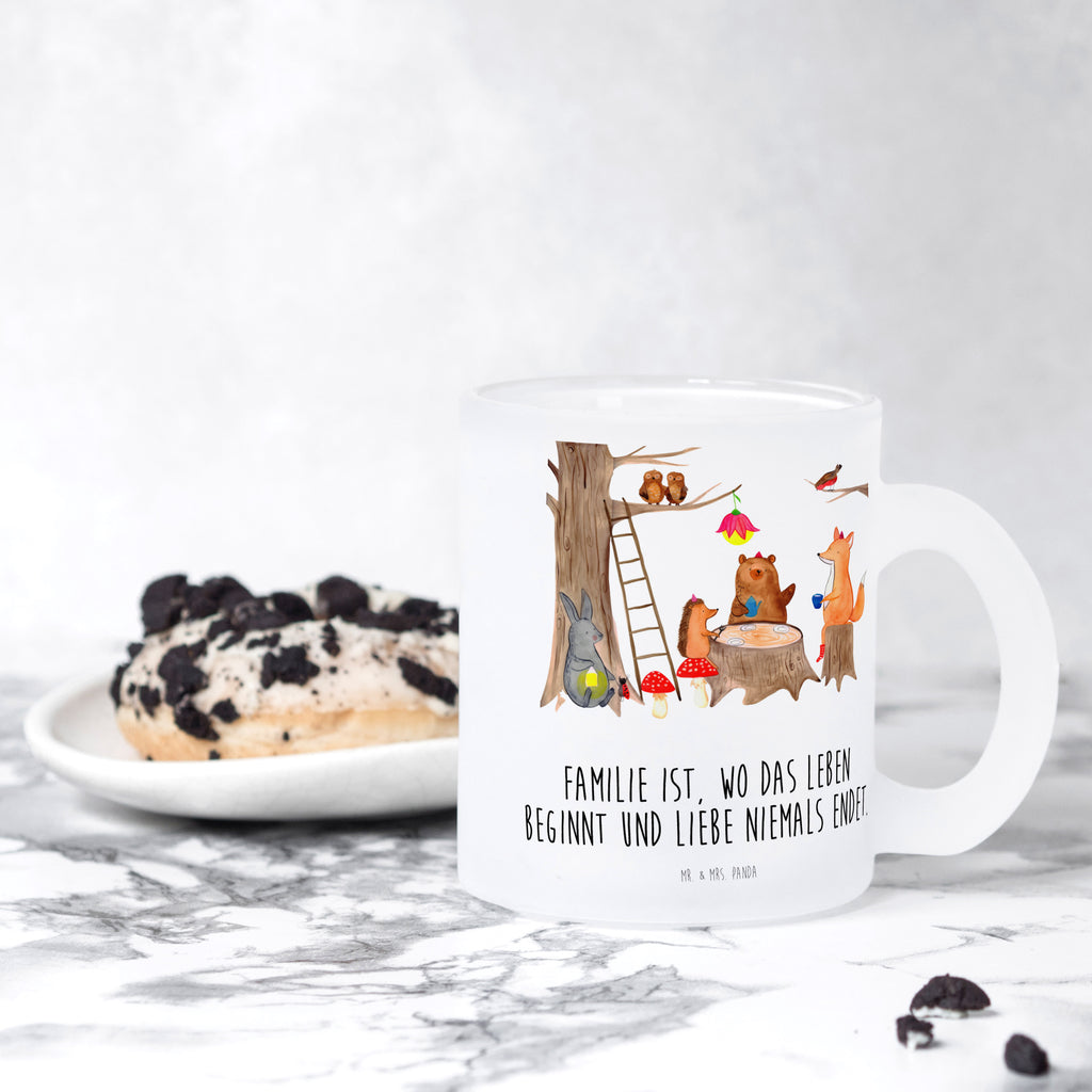 Teetasse Waldtiere Picknick Teetasse, Teeglas, Teebecher, Tasse mit Henkel, Tasse, Glas Teetasse, Teetasse aus Glas, Tiermotive, Gute Laune, lustige Sprüche, Tiere, Waldtiere, Picknick, Wald, Fuchs, Hase, Igel, Maus, Eichhörnchen