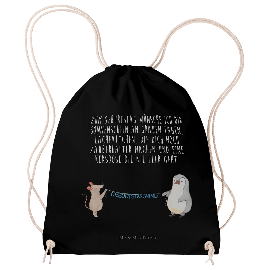Sportbeutel Maus Pinguin Geburtstag Turnbeutel, Beutel, Sporttasche, Tasche, Stoffbeutel, Geburtstag, Geburtstagsgeschenk, Geschenk, Maus, Pinguin, Geburtstage, Happy Birthday, Geburtstagsfeier