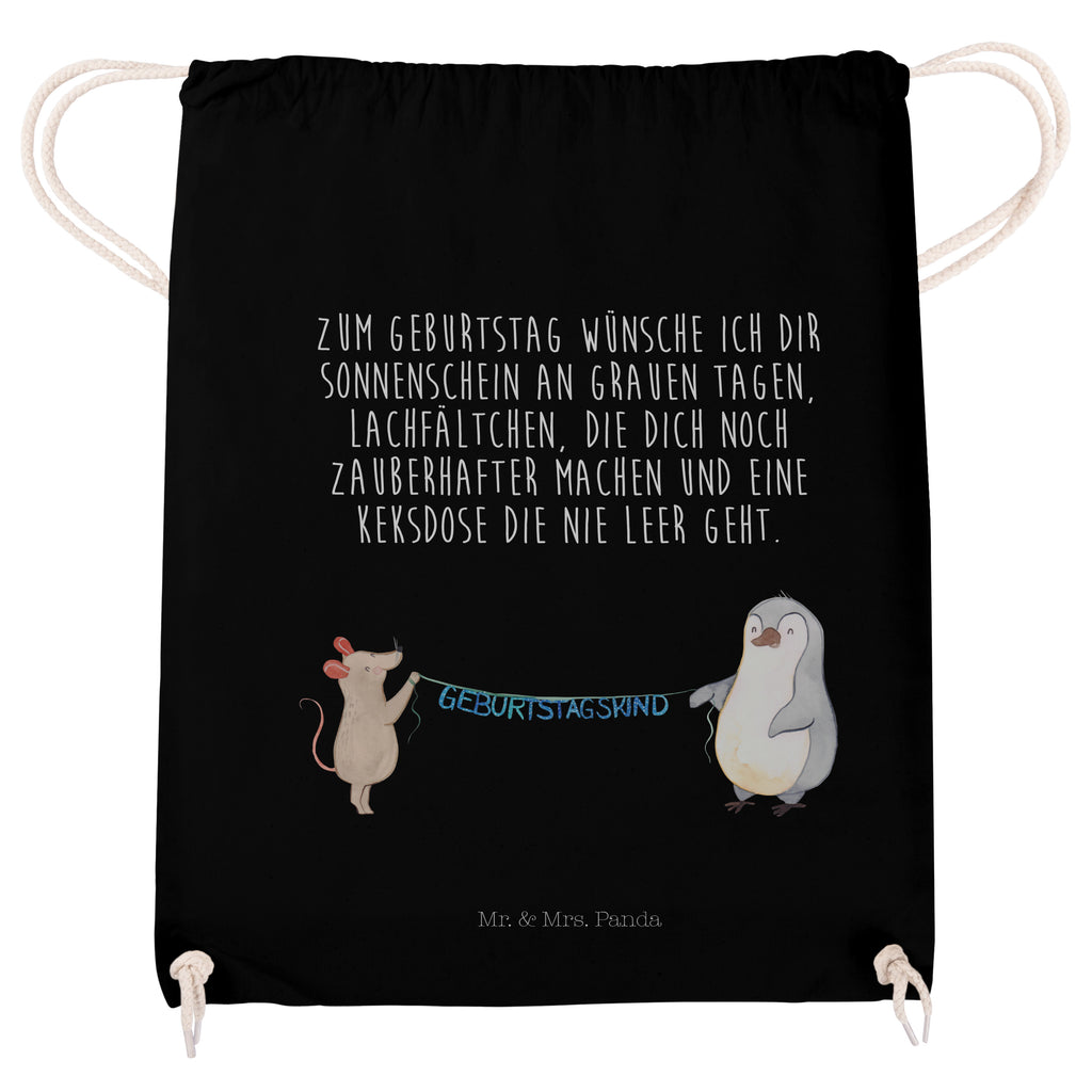 Sportbeutel Maus Pinguin Geburtstag Turnbeutel, Beutel, Sporttasche, Tasche, Stoffbeutel, Geburtstag, Geburtstagsgeschenk, Geschenk, Maus, Pinguin, Geburtstage, Happy Birthday, Geburtstagsfeier