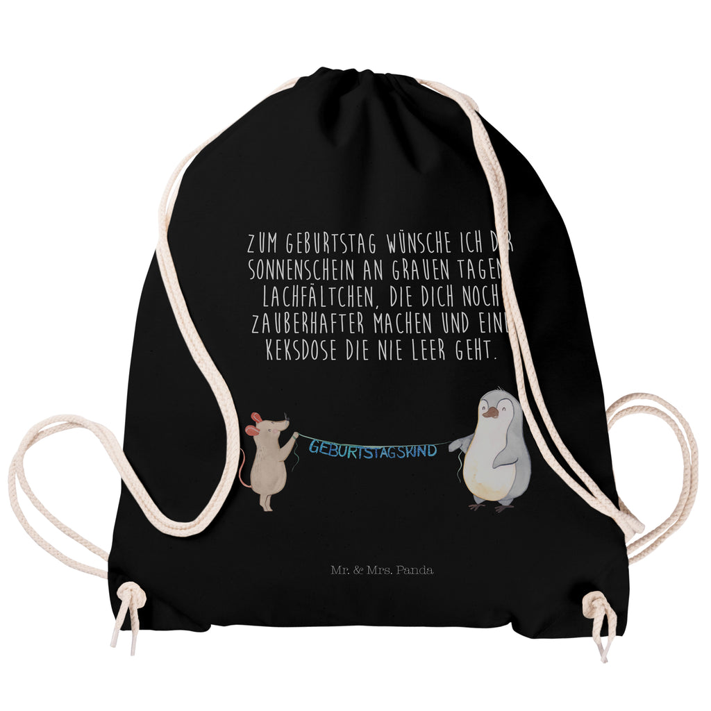 Sportbeutel Maus Pinguin Geburtstag Turnbeutel, Beutel, Sporttasche, Tasche, Stoffbeutel, Geburtstag, Geburtstagsgeschenk, Geschenk, Maus, Pinguin, Geburtstage, Happy Birthday, Geburtstagsfeier