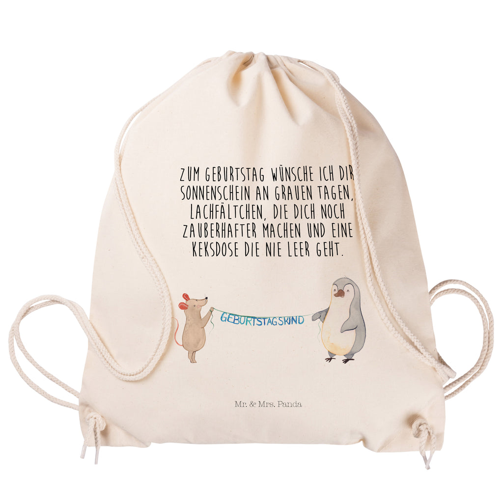 Sportbeutel Maus Pinguin Geburtstag Turnbeutel, Beutel, Sporttasche, Tasche, Stoffbeutel, Geburtstag, Geburtstagsgeschenk, Geschenk, Maus, Pinguin, Geburtstage, Happy Birthday, Geburtstagsfeier