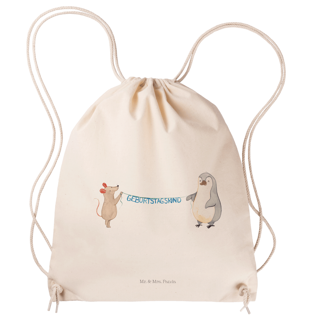 Sportbeutel Maus Pinguin Geburtstag Turnbeutel, Beutel, Sporttasche, Tasche, Stoffbeutel, Geburtstag, Geburtstagsgeschenk, Geschenk, Maus, Pinguin, Geburtstage, Happy Birthday, Geburtstagsfeier
