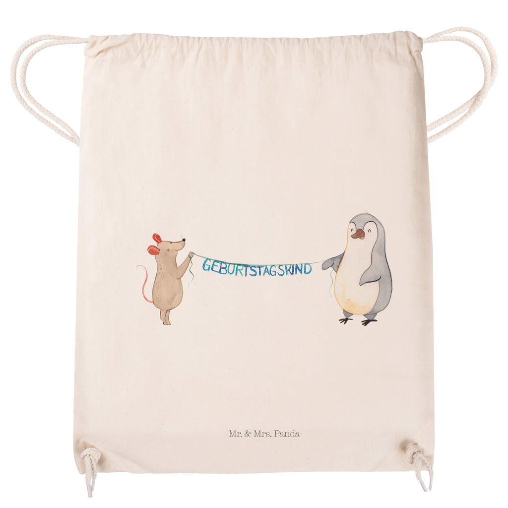 Sportbeutel Maus Pinguin Geburtstag Turnbeutel, Beutel, Sporttasche, Tasche, Stoffbeutel, Geburtstag, Geburtstagsgeschenk, Geschenk, Maus, Pinguin, Geburtstage, Happy Birthday, Geburtstagsfeier