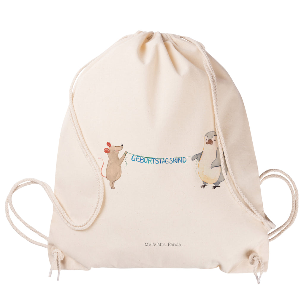 Sportbeutel Maus Pinguin Geburtstag Turnbeutel, Beutel, Sporttasche, Tasche, Stoffbeutel, Geburtstag, Geburtstagsgeschenk, Geschenk, Maus, Pinguin, Geburtstage, Happy Birthday, Geburtstagsfeier