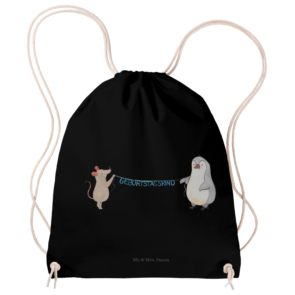 Sportbeutel Maus Pinguin Geburtstag Turnbeutel, Beutel, Sporttasche, Tasche, Stoffbeutel, Geburtstag, Geburtstagsgeschenk, Geschenk, Maus, Pinguin, Geburtstage, Happy Birthday, Geburtstagsfeier