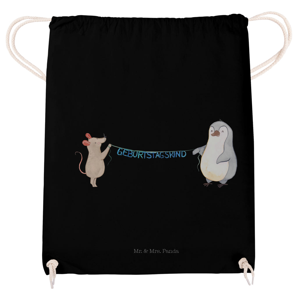 Sportbeutel Maus Pinguin Geburtstag Turnbeutel, Beutel, Sporttasche, Tasche, Stoffbeutel, Geburtstag, Geburtstagsgeschenk, Geschenk, Maus, Pinguin, Geburtstage, Happy Birthday, Geburtstagsfeier