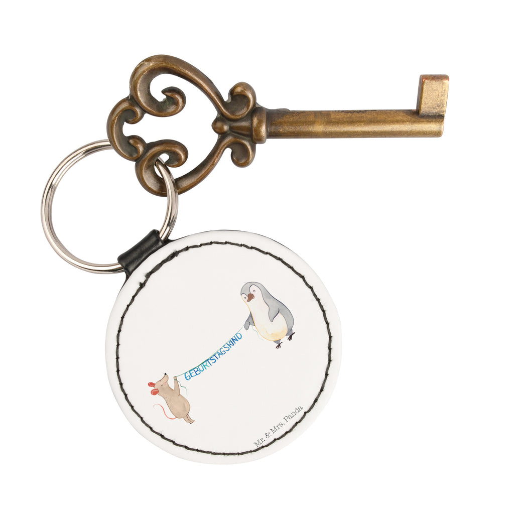 Rund Schlüsselanhänger Maus Pinguin Geburtstag Schlüsselanhänger, Anhänger, Taschenanhänger, Glücksbringer, Schutzengel, Geburtstag, Geburtstagsgeschenk, Geschenk, Maus, Pinguin, Geburtstage, Happy Birthday, Geburtstagsfeier