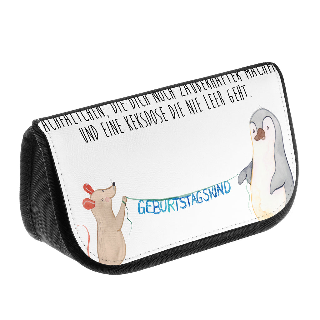 Kosmetiktasche Maus Pinguin Geburtstag Kosmetikbeutel, Kulturtasche, Kulturbeutel, Schminktasche, Make-Up Tasche, Geburtstag, Geburtstagsgeschenk, Geschenk, Maus, Pinguin, Geburtstage, Happy Birthday, Geburtstagsfeier