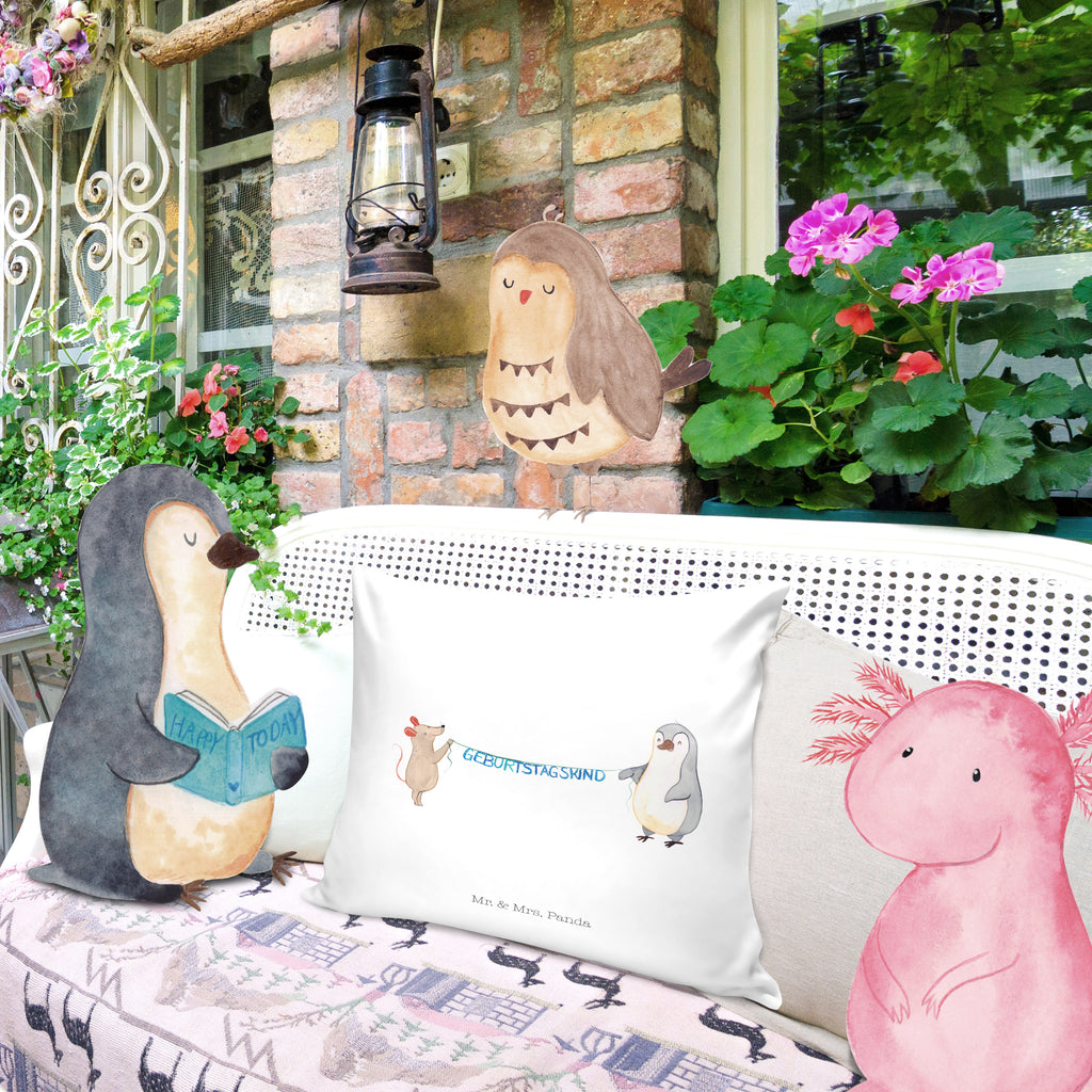 40x40 Kissen Maus Pinguin Geburtstag Kissenhülle, Kopfkissen, Sofakissen, Dekokissen, Motivkissen, Geburtstag, Geburtstagsgeschenk, Geschenk, Maus, Pinguin, Geburtstage, Happy Birthday, Geburtstagsfeier