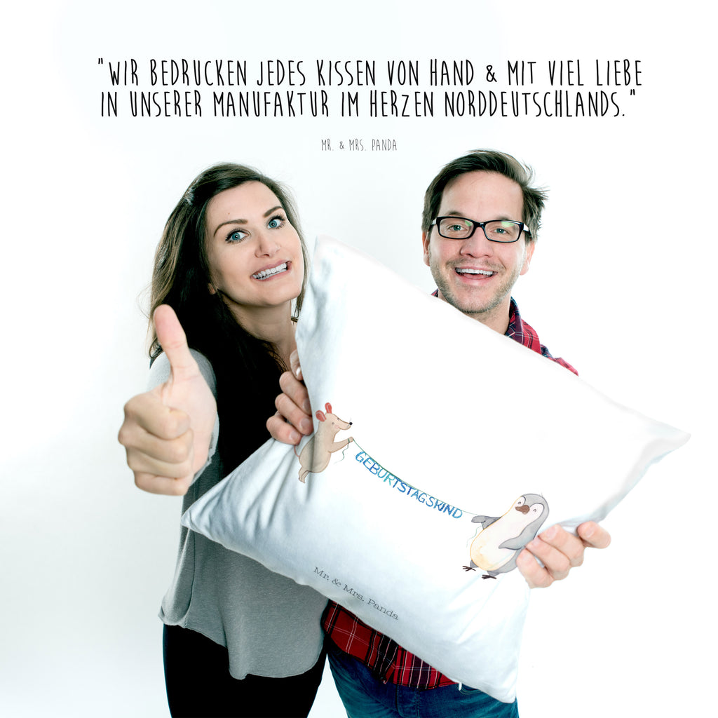 40x40 Kissen Maus Pinguin Geburtstag Kissenhülle, Kopfkissen, Sofakissen, Dekokissen, Motivkissen, Geburtstag, Geburtstagsgeschenk, Geschenk, Maus, Pinguin, Geburtstage, Happy Birthday, Geburtstagsfeier