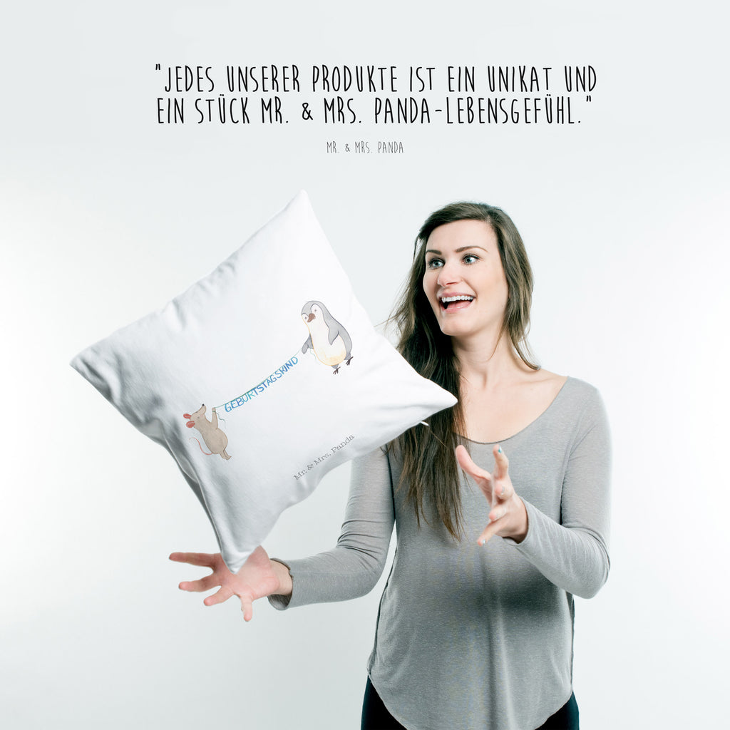 40x40 Kissen Maus Pinguin Geburtstag Kissenhülle, Kopfkissen, Sofakissen, Dekokissen, Motivkissen, Geburtstag, Geburtstagsgeschenk, Geschenk, Maus, Pinguin, Geburtstage, Happy Birthday, Geburtstagsfeier