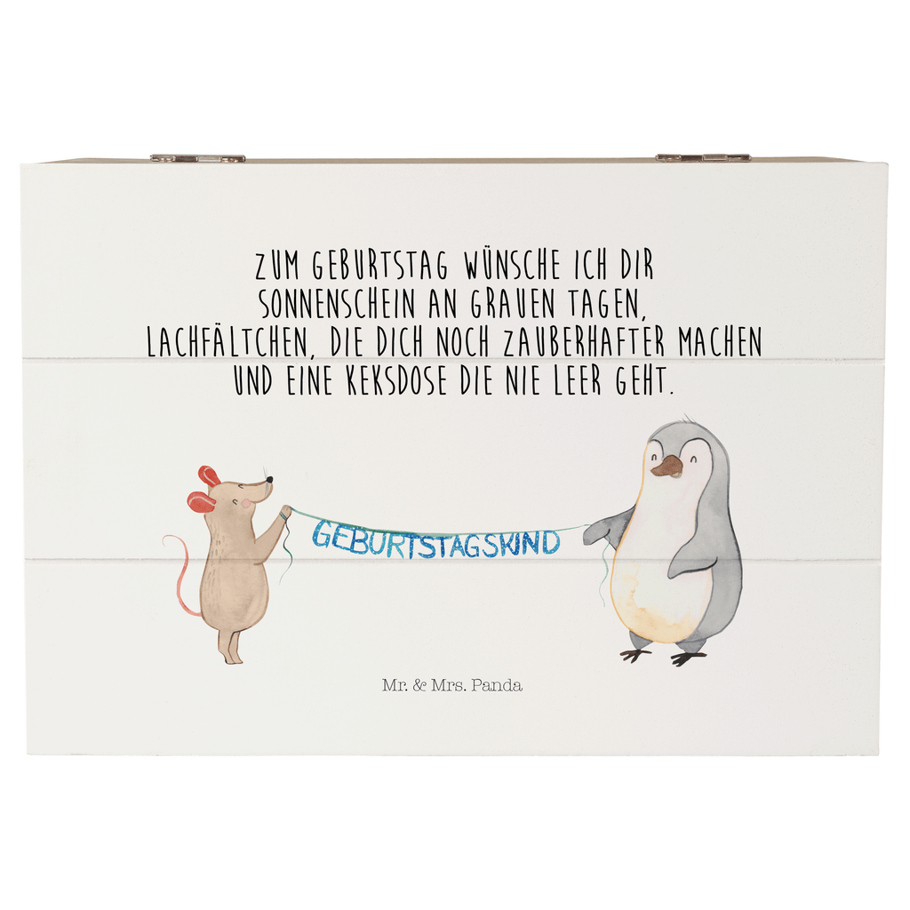 Holzkiste Maus Pinguin Geburtstag Holzkiste, Kiste, Schatzkiste, Truhe, Schatulle, XXL, Erinnerungsbox, Erinnerungskiste, Dekokiste, Aufbewahrungsbox, Geburtstag, Geburtstagsgeschenk, Geschenk, Maus, Pinguin, Geburtstage, Happy Birthday, Geburtstagsfeier