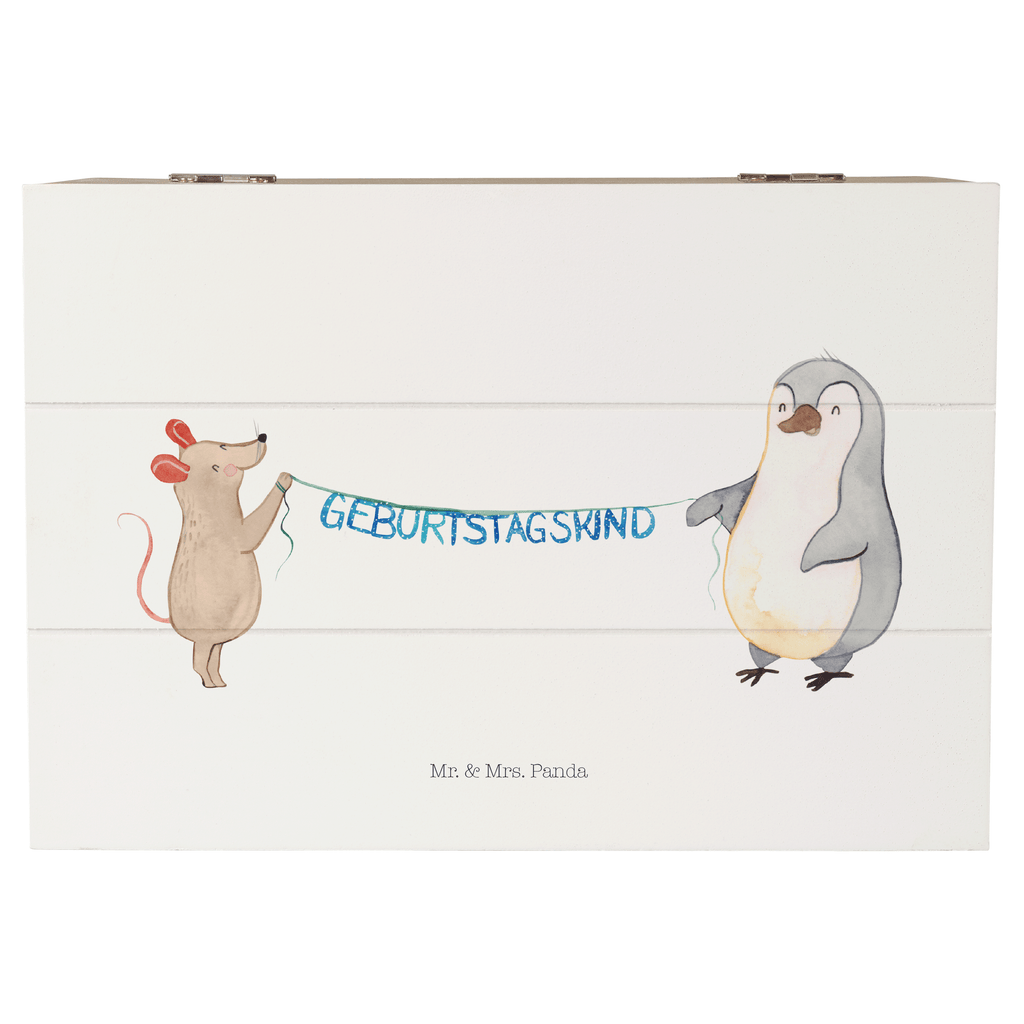 Holzkiste Maus Pinguin Geburtstag Holzkiste, Kiste, Schatzkiste, Truhe, Schatulle, XXL, Erinnerungsbox, Erinnerungskiste, Dekokiste, Aufbewahrungsbox, Geburtstag, Geburtstagsgeschenk, Geschenk, Maus, Pinguin, Geburtstage, Happy Birthday, Geburtstagsfeier