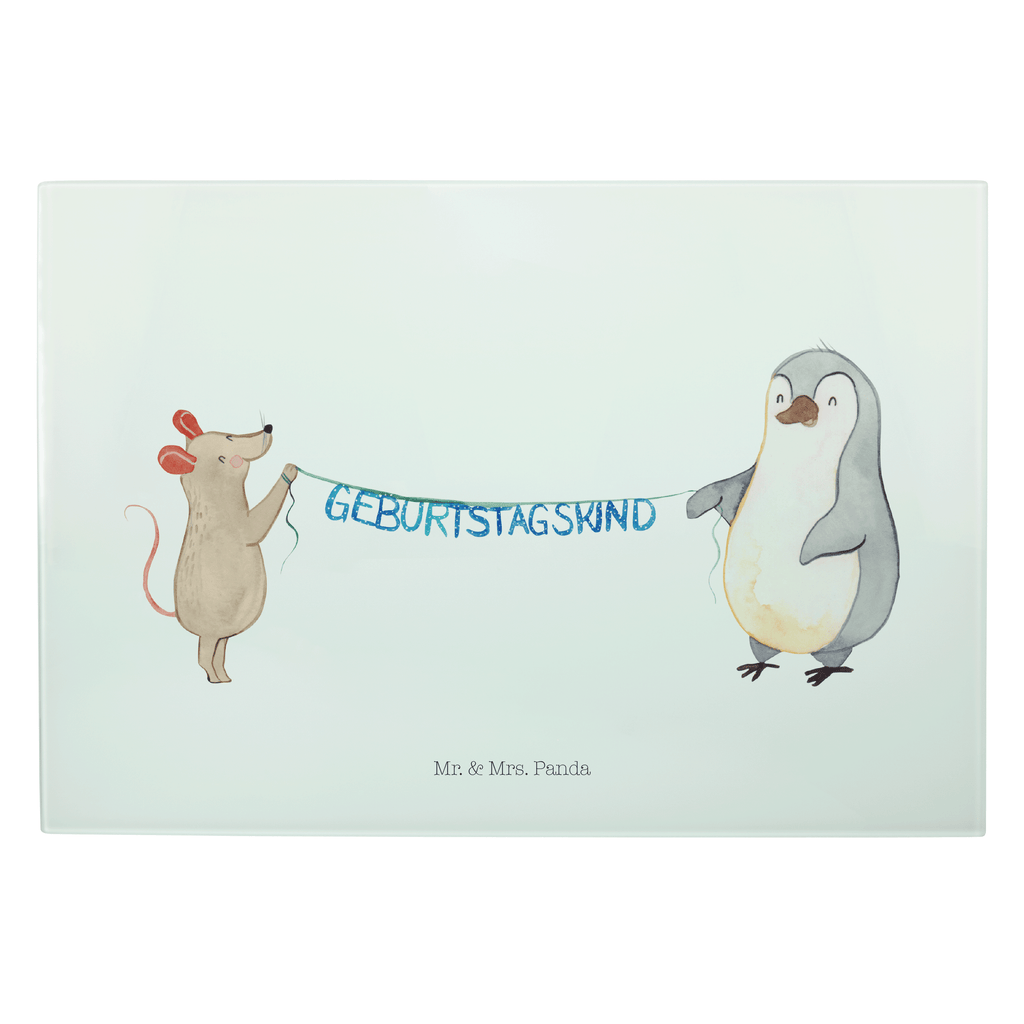 XL Glas Schneidbrett Maus Pinguin Geburtstag Glasschneidebrett, Schneidebrett, Frühstücksbrett, Küche, Geburtstag, Geburtstagsgeschenk, Geschenk, Maus, Pinguin, Geburtstage, Happy Birthday, Geburtstagsfeier
