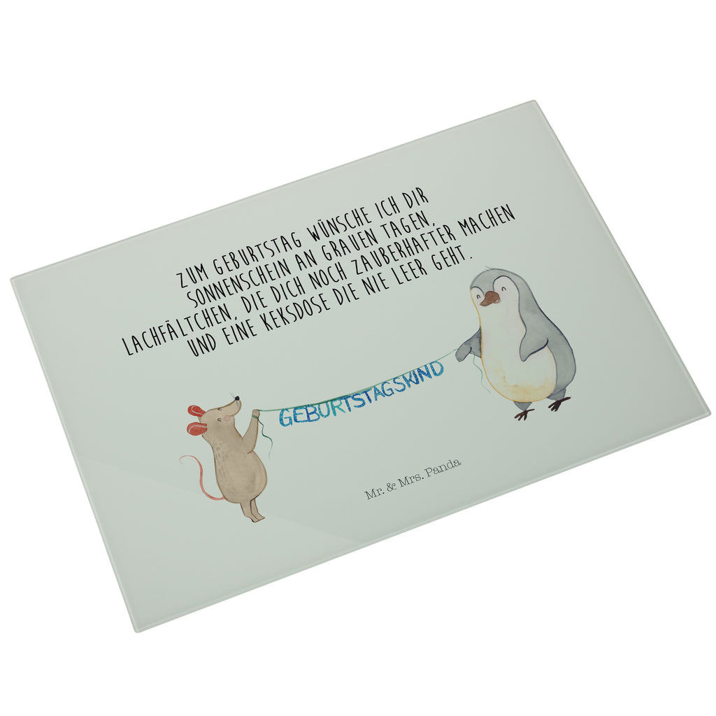 XL Glas Schneidbrett Maus Pinguin Geburtstag Glasschneidebrett, Schneidebrett, Frühstücksbrett, Küche, Geburtstag, Geburtstagsgeschenk, Geschenk, Maus, Pinguin, Geburtstage, Happy Birthday, Geburtstagsfeier