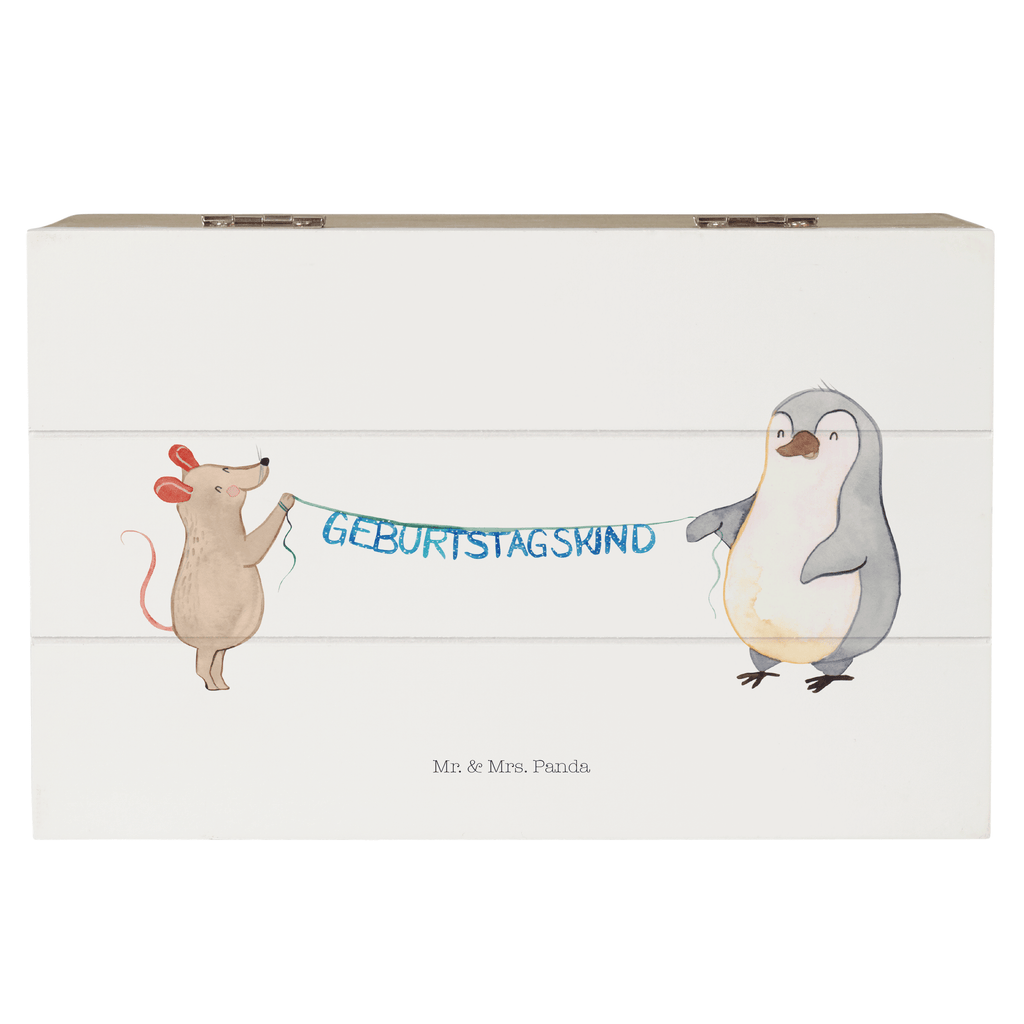 Holzkiste Maus Pinguin Geburtstag Holzkiste, Kiste, Schatzkiste, Truhe, Schatulle, XXL, Erinnerungsbox, Erinnerungskiste, Dekokiste, Aufbewahrungsbox, Geburtstag, Geburtstagsgeschenk, Geschenk, Maus, Pinguin, Geburtstage, Happy Birthday, Geburtstagsfeier