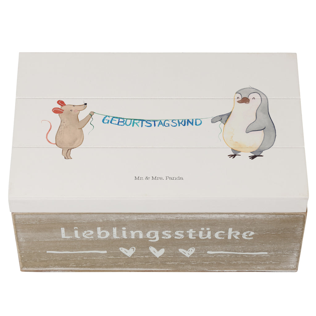 Holzkiste Maus Pinguin Geburtstag Holzkiste, Kiste, Schatzkiste, Truhe, Schatulle, XXL, Erinnerungsbox, Erinnerungskiste, Dekokiste, Aufbewahrungsbox, Geburtstag, Geburtstagsgeschenk, Geschenk, Maus, Pinguin, Geburtstage, Happy Birthday, Geburtstagsfeier