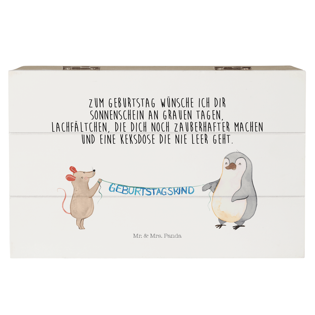 Holzkiste Maus Pinguin Geburtstag Holzkiste, Kiste, Schatzkiste, Truhe, Schatulle, XXL, Erinnerungsbox, Erinnerungskiste, Dekokiste, Aufbewahrungsbox, Geburtstag, Geburtstagsgeschenk, Geschenk, Maus, Pinguin, Geburtstage, Happy Birthday, Geburtstagsfeier