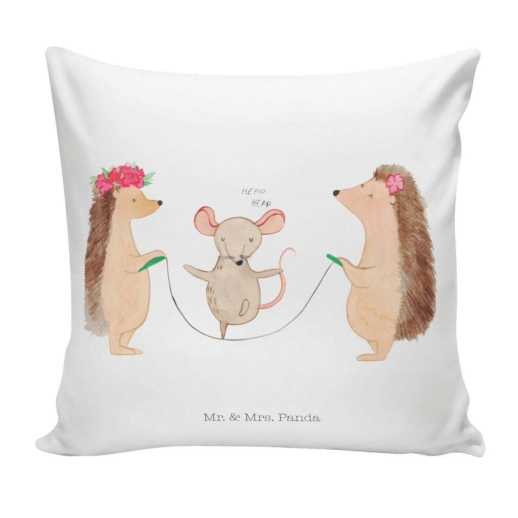 40x40 Kissen Igel Seilhüpfen Kissenhülle, Kopfkissen, Sofakissen, Dekokissen, Motivkissen, Tiermotive, Gute Laune, lustige Sprüche, Tiere, Igel, Maus, Seilspringen, Seilhüpfen, Kinder, Kindergarten