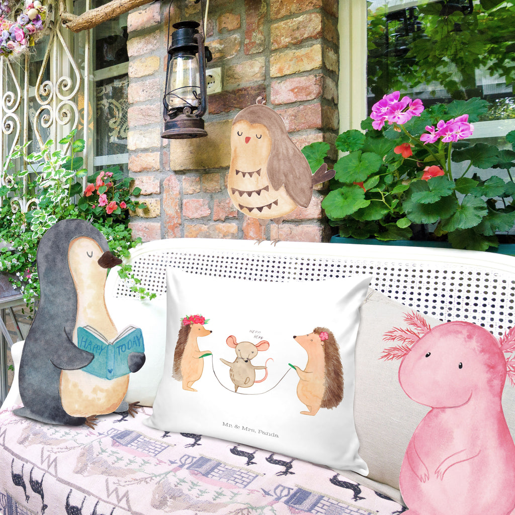 40x40 Kissen Igel Seilhüpfen Kissenhülle, Kopfkissen, Sofakissen, Dekokissen, Motivkissen, Tiermotive, Gute Laune, lustige Sprüche, Tiere, Igel, Maus, Seilspringen, Seilhüpfen, Kinder, Kindergarten