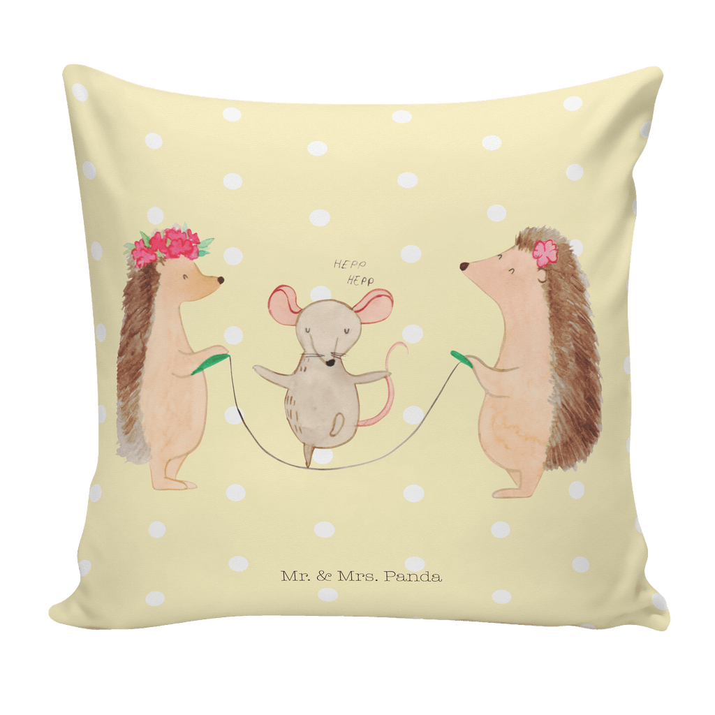 40x40 Kissen Igel Seilhüpfen Kissenhülle, Kopfkissen, Sofakissen, Dekokissen, Motivkissen, Tiermotive, Gute Laune, lustige Sprüche, Tiere, Igel, Maus, Seilspringen, Seilhüpfen, Kinder, Kindergarten