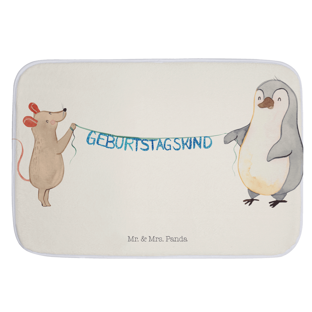 Badvorleger Maus Pinguin Geburtstag Badematte, Badteppich, Duschvorleger, Badezimmerteppich, Badezimmermatte, Badvorleger, Duschmatte, Duschteppich, Geburtstag, Geburtstagsgeschenk, Geschenk, Maus, Pinguin, Geburtstage, Happy Birthday, Geburtstagsfeier
