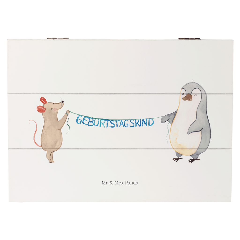 Holzkiste Maus Pinguin Geburtstag Holzkiste, Kiste, Schatzkiste, Truhe, Schatulle, XXL, Erinnerungsbox, Erinnerungskiste, Dekokiste, Aufbewahrungsbox, Geburtstag, Geburtstagsgeschenk, Geschenk, Maus, Pinguin, Geburtstage, Happy Birthday, Geburtstagsfeier