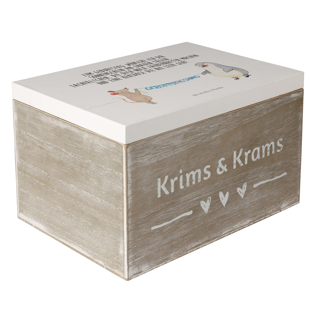Holzkiste Maus Pinguin Geburtstag Holzkiste, Kiste, Schatzkiste, Truhe, Schatulle, XXL, Erinnerungsbox, Erinnerungskiste, Dekokiste, Aufbewahrungsbox, Geburtstag, Geburtstagsgeschenk, Geschenk, Maus, Pinguin, Geburtstage, Happy Birthday, Geburtstagsfeier