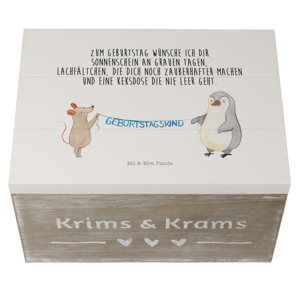 Holzkiste Maus Pinguin Geburtstag Holzkiste, Kiste, Schatzkiste, Truhe, Schatulle, XXL, Erinnerungsbox, Erinnerungskiste, Dekokiste, Aufbewahrungsbox, Geburtstag, Geburtstagsgeschenk, Geschenk, Maus, Pinguin, Geburtstage, Happy Birthday, Geburtstagsfeier