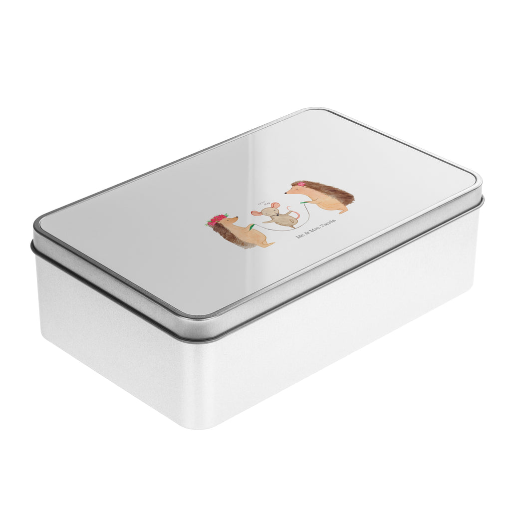 Metalldose rechteckig Igel Seilhüpfen Blechdose, Metalldose, Blechbox, Container, Keksdose, Vorratsdose, Vorratsbox, Döschen, Versperbox, Vesperdose, Aufbewahrungsdose, Aufbewahrungsbox, Aluminiumdose, Dose, Tiermotive, Gute Laune, lustige Sprüche, Tiere, Igel, Maus, Seilspringen, Seilhüpfen, Kinder, Kindergarten