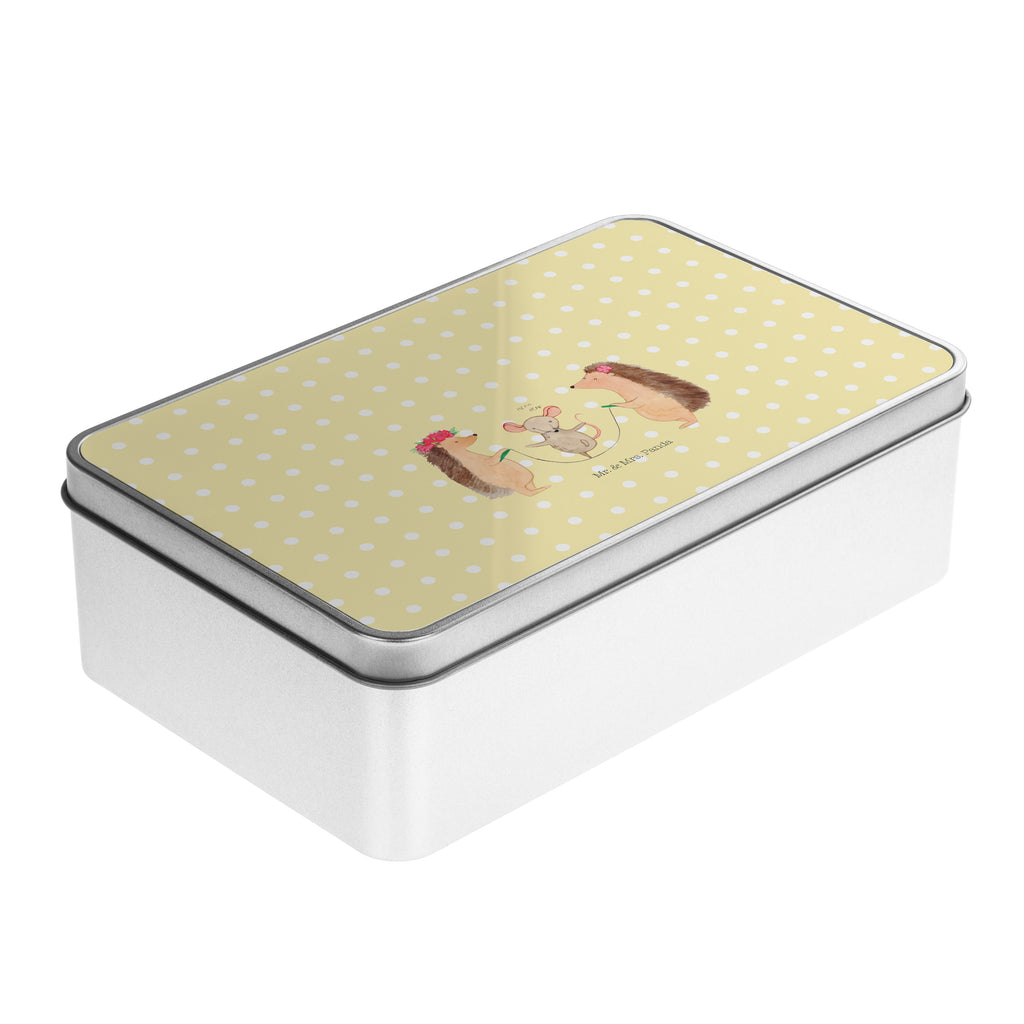 Metalldose rechteckig Igel Seilhüpfen Blechdose, Metalldose, Blechbox, Container, Keksdose, Vorratsdose, Vorratsbox, Döschen, Versperbox, Vesperdose, Aufbewahrungsdose, Aufbewahrungsbox, Aluminiumdose, Dose, Tiermotive, Gute Laune, lustige Sprüche, Tiere, Igel, Maus, Seilspringen, Seilhüpfen, Kinder, Kindergarten