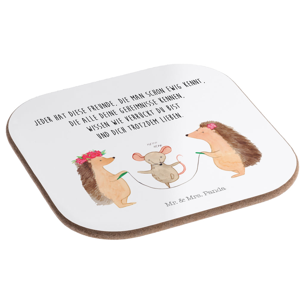 Quadratische Untersetzer Igel Seilhüpfen Bierdeckel, Glasuntersetzer, Untersetzer Gläser, Getränkeuntersetzer, Tiermotive, Gute Laune, lustige Sprüche, Tiere, Igel, Maus, Seilspringen, Seilhüpfen, Kinder, Kindergarten