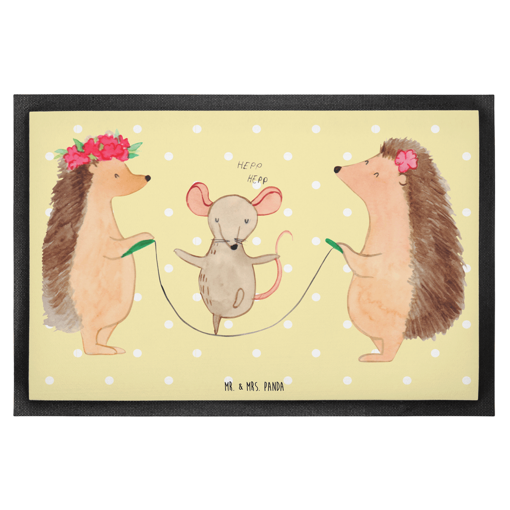 Fußmatte Igel Seilhüpfen Igel, Maus, Seilspringen, Seilhüpfen, Kinder, Kindergarten Türvorleger, Schmutzmatte, Fußabtreter, Matte, Schmutzfänger, Fußabstreifer, Schmutzfangmatte, Türmatte, Motivfußmatte,  Haustürmatte, Vorleger  süße Tiermotive, gute Laune, lustige Sprüche, Tiere