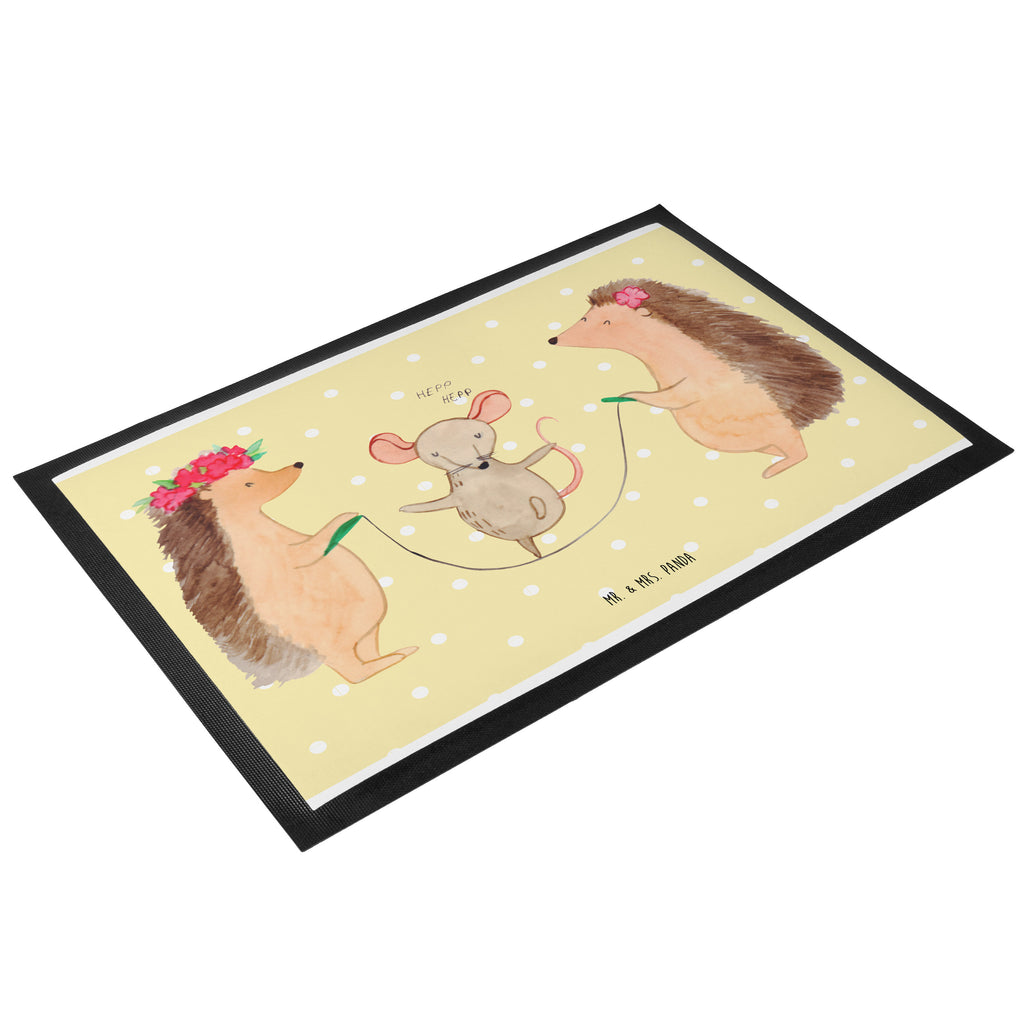 Fußmatte Igel Seilhüpfen Igel, Maus, Seilspringen, Seilhüpfen, Kinder, Kindergarten Türvorleger, Schmutzmatte, Fußabtreter, Matte, Schmutzfänger, Fußabstreifer, Schmutzfangmatte, Türmatte, Motivfußmatte,  Haustürmatte, Vorleger  süße Tiermotive, gute Laune, lustige Sprüche, Tiere