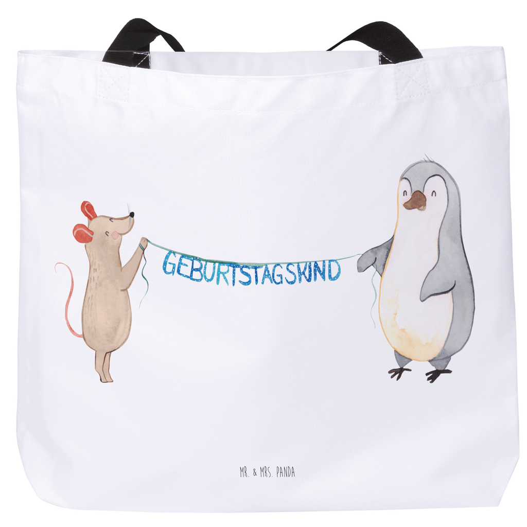 Shopper Maus Pinguin Geburtstag Beutel, Einkaufstasche, Tasche, Strandtasche, Einkaufsbeutel, Shopper, Schultasche, Freizeittasche, Tragebeutel, Schulbeutel, Alltagstasche, Geburtstag, Geburtstagsgeschenk, Geschenk, Maus, Pinguin, Geburtstage, Happy Birthday, Geburtstagsfeier